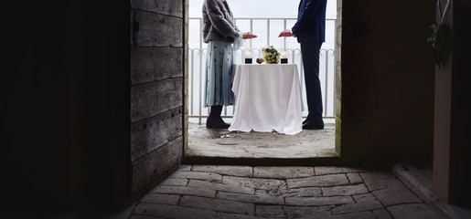 happy wedding, bride and groom together