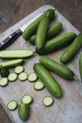 slicing baby  cucumber