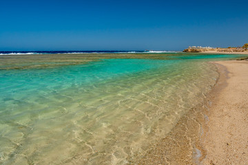 Fototapeta premium View of the Clean and Clear Red Sea on the Egyptian Beach in Marsa Alam