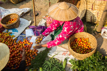 Women selling in Inle Markets at Myanmar