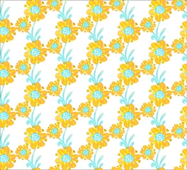 Behang Floral seamless pattern. Hand drawn creative flowers. Colorful artistic background with blossom. Abstract herb. It can be used for wallpaper, textiles, wrapping, card. Vector illustration, eps10 © leila_divine