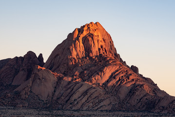 Close up of rock patterns of granite mountain at sunrise in Spitzkoppe, Namibia