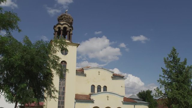 A stork nest on top of an orthodox church