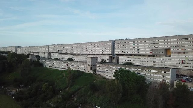 Rome Corviale,  longest single residential building in Europe, housing projects built in Rome in the 1970's  It was conceived as an independent community for about 8000 people. 