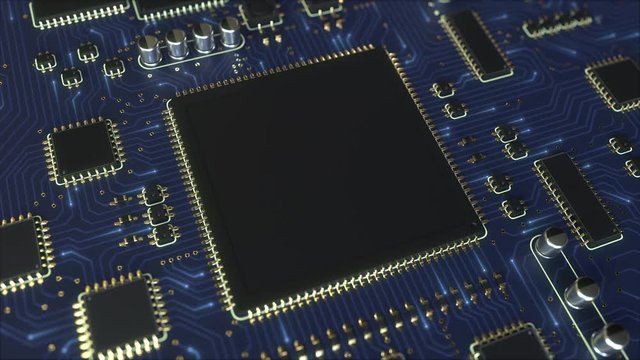 Modern chipset operating. Loopable conceptual animation