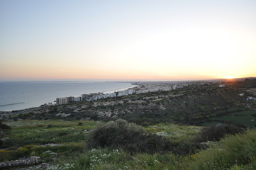 Fototapeta na wymiar The beautiful Amathus Beach Limassol in Cyprus