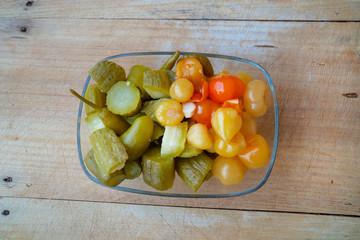 sliced pickled on board