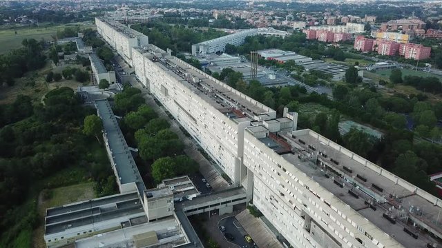 Rome Corviale,  longest single residential building in Europe, housing projects built in Rome in the 1970's  It was conceived as an independent community for about 8000 people. 
