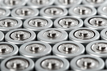 cylindrical batteries set close-up  view from above
