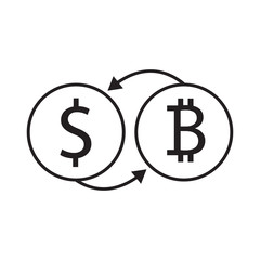 dollar and bitcoin exchange vector icon desing illustration