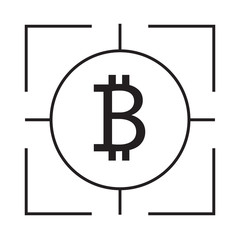 Financial goal icon with bitcoin in target vector illustration.