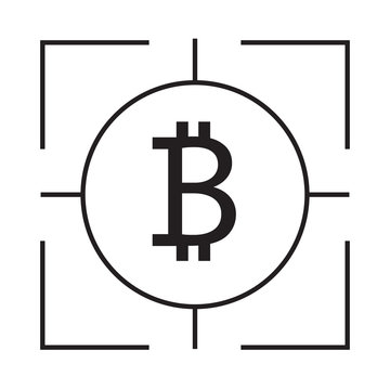 Financial goal icon with bitcoin in target vector illustration.