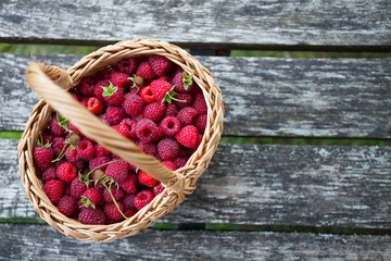 fresh raspberries in a basket