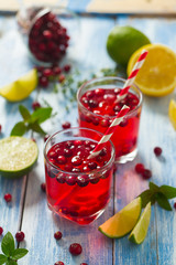 cranberry drink on wooden surface