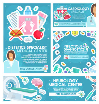 Cardiology, dietetics and neurology medicine