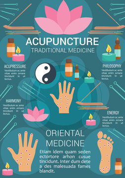 Acupuncture traditional medicine vector poster