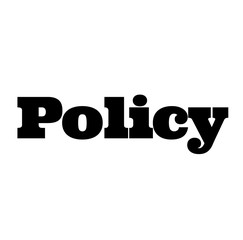 policy stamp on white