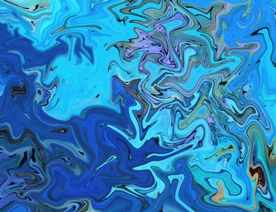 Abstract crazy swirl background. Liquid paint texture in expressionism style. Marble creative backdrop. Graphic fantasy modern fluid drawing. Marbled design with vortex elements. Bright warm colors. 