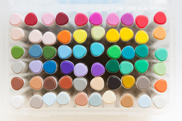 Color markers / Felt-tip pens for illustration, drawing and lettering. White background.