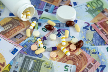 Imagen conceptual sobre el precio  o coste de los medicamentos 