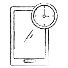 smartphone with time clock vector illustration design