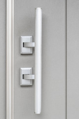 Metal door handle and wood door