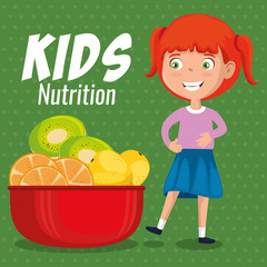 happy girl with nutrition food