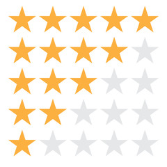 5 star rating icon vector illustration eps10. 5 star rating sign on white background. flat style. 5 star rating symbol for your web site design, logo, app, UI.