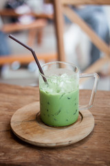 Iced matcha green tea latte