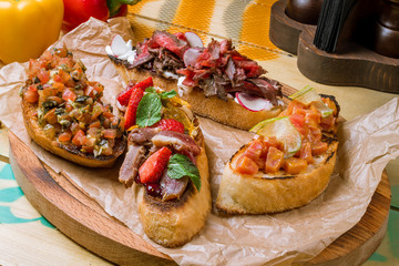 assorted bruschett on the Board