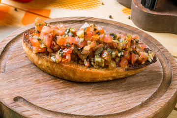 bruschetta with tomatoes and cheese