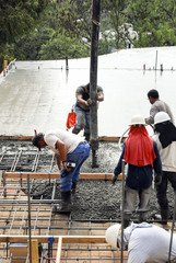 pouring concrete