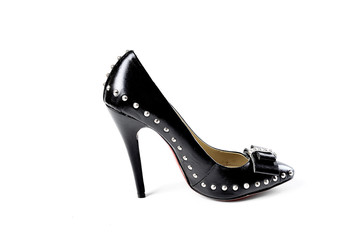 Black high heel fashion shoe on background