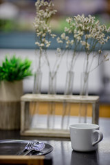 Backgrounds, home decor and garden, vase, glass, placed on the table. For the beauty of the shop and to see.