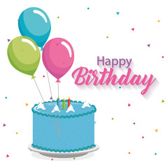 happy birthday card with cake and balloons helium