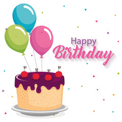 happy birthday card with cake and balloons helium