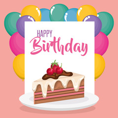 happy birthday card with cake portion