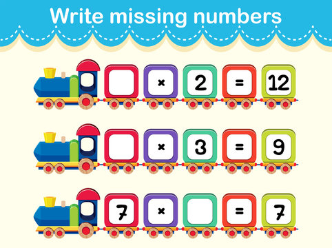 Write the missing numbers train concept