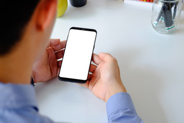 Mockup smartphone on hands.