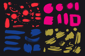 Bright colorful vivid, cheerful, optimistic ink brush strokes, blots, sprinkles