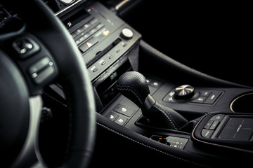 Car control panel close up, dashboard