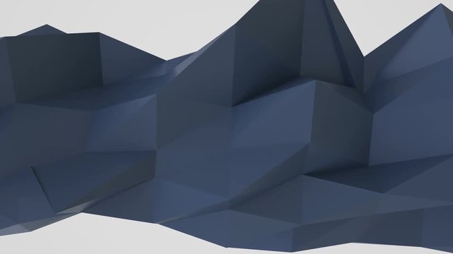 Abstract Low Poly Origami. 3d Animation. Surface Morphing Seamless looping animation background. Digital crumpled paper. 