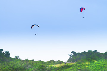 Paragliding at the Brava beach in Florianopolis