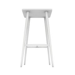 Bar stool furniture 3d render isolated on white. High chair. Bar interior design.