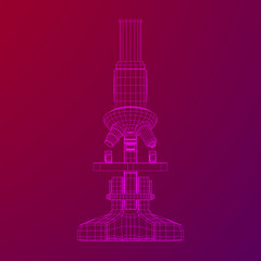 Microscope Biology School Laboratory Equipment. Science Education Symbol. Wireframe low poly mesh vector illustration