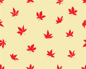 Vector seamless pattern background with red autumn leaves / maple leaf / Japanese momiji leaves