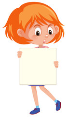 young ginger girl holding blank paper concept