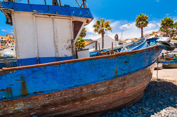 Fishing boats in the port. Madeira. Portugal
