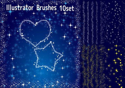 Illustrator Brushes 10set　Shining star andmilky way /cs2