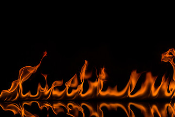 Fire flames on black